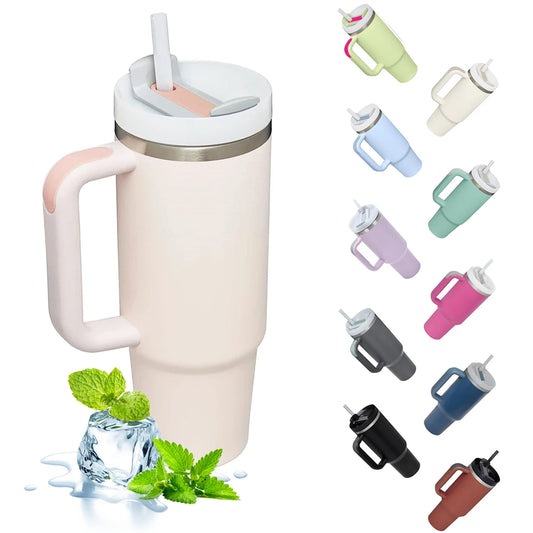 40oz Insulated Tumbler/Cup With Handle And Straw